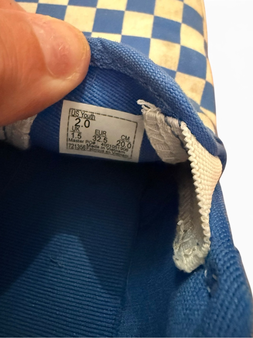 Vans Kids Sneakers Classic Slip-On Checkerboard Sneakers - Blue/White - Picture 3 of 4